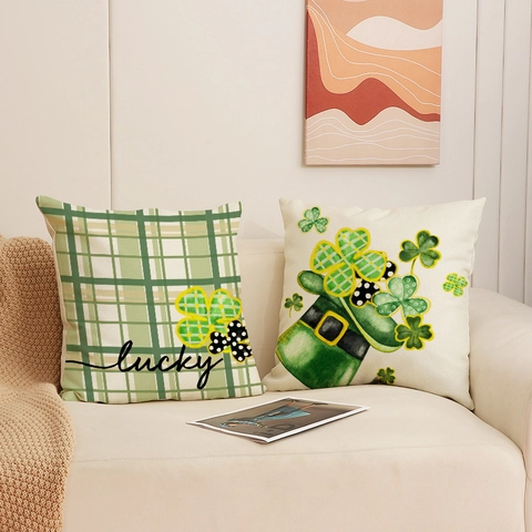 Federe Per Cuscini San Patrizio Misto Lino Trifoglio Lucky Blessed Fodere Per Cuscini Decorative Per Divano Letto