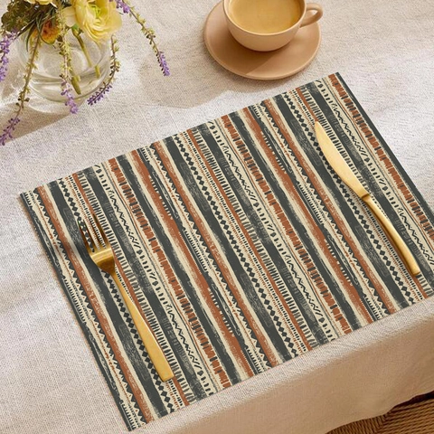 Tovagliette Etniche Bohemien Miscela Lino Poliestere Resistente Al Calore Lavabile Vintage Floreale Geometrico Tavolo Da Pranzo