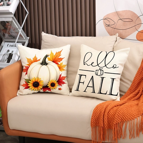 Herfst Oogst Pompoen Kussensloop Boerderij Decoratieve Thanksgiving Kussenhoes Esdoornblad Zonnebloem Print Sofa Kussenhoes