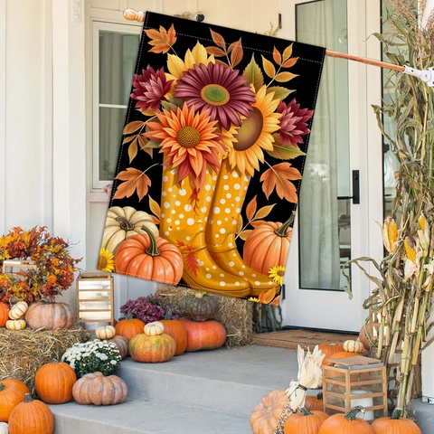 Autumn Harvest Garden Flag Double Sided Polyester Fall Decoration Yard Outdoor Thanksgiving Pumpkin Sunflower Pattern