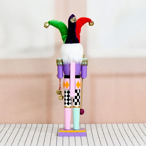 Schiaccianoci In Legno Soldato Cappello Da Clown Colorato Campana Scettro Di Cuore Decorazione Di Natale Casa Ufficio