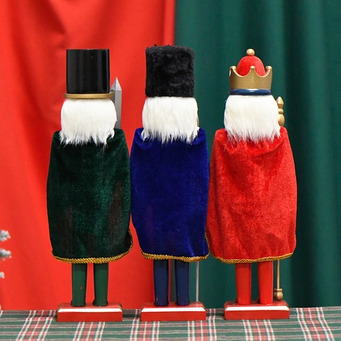 Traditionelle Nussknacker Soldatenpuppe Aus Holz Mit Samtumhang Handbemaltes König Ornament Für Weihnachtsdeko Zuhause