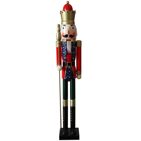 Großer Holz Weihnachten Nussknacker Soldat König Ornament Handbemalt Traditionelle Europäische Feiertag Dekoration Innen Stehend Figur