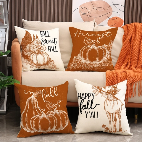 Herfst Oogst Pompoen Kussenhoezen Linnenmix Decoratieve Thanksgiving Kussensloop Voor Bank Couch Home Decor