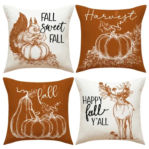 Herfst Oogst Pompoen Kussenhoezen Linnenmix Decoratieve Thanksgiving Kussensloop Voor Bank Couch Home Decor