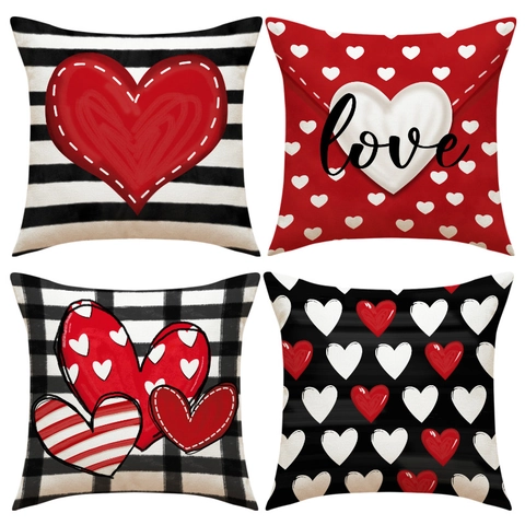 Federe Per Cuscini Di San Valentino Poliestere Stampa Cuore Scritta Amore Decorazione Romantica Per Divano Letto Federe