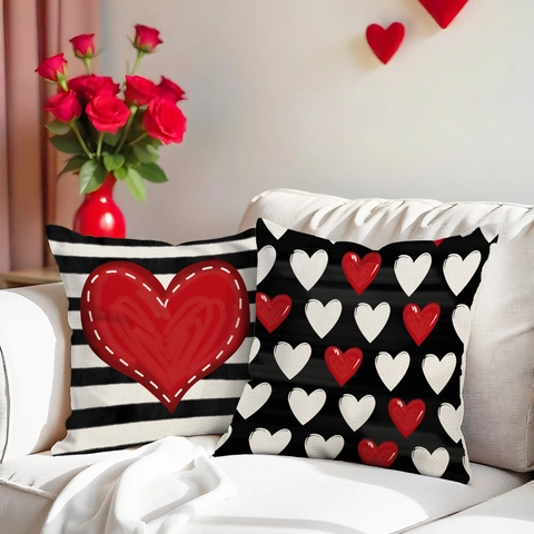 Federe Per Cuscini Di San Valentino Poliestere Stampa Cuore Scritta Amore Decorazione Romantica Per Divano Letto Federe