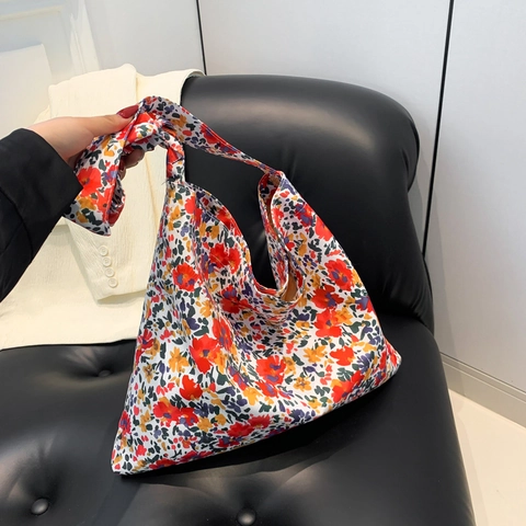 Damen Große Kapazität Segeltuch Tragetasche Blumen Leopardenmuster Umhängetasche Lässige Koreanische Hobo Shopping Tasche