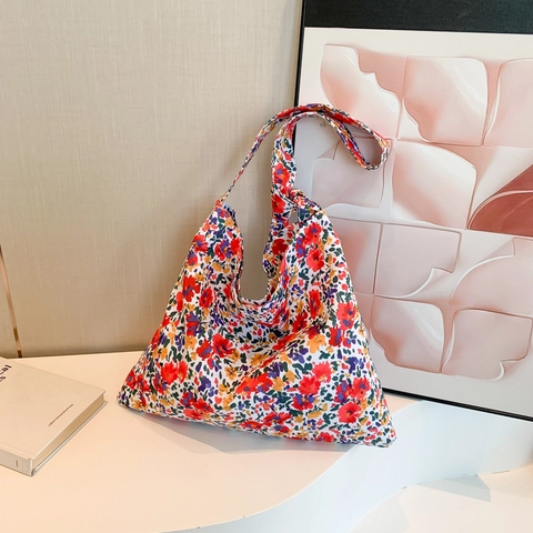 Bolso De Hombro Con Estampado Floral Leopardo Gran Capacidad Nylon Tela Suave Hobo Tote Bolso De Axila Mujeres Retro