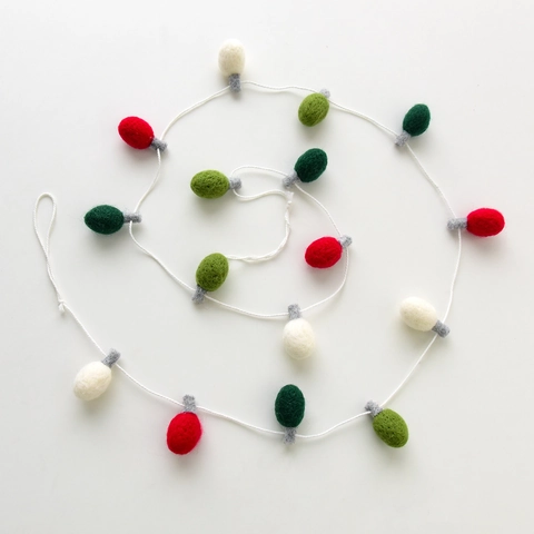 Handmade Wool Felt Christmas Bulb Garland Multicolor Xmas Tree Hanging Ornament Banner For Party Holiday Home Decor