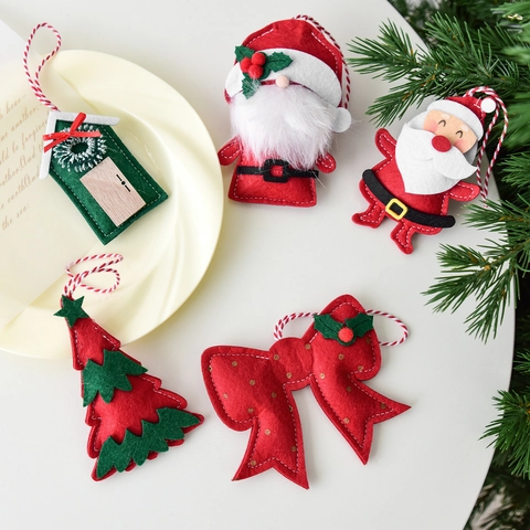 Ornamenti Appesi Albero Natale Feltro Babbo Natale Pupazzo Di Neve Renna Fiocco Casa Pendenti Decorazione Festa