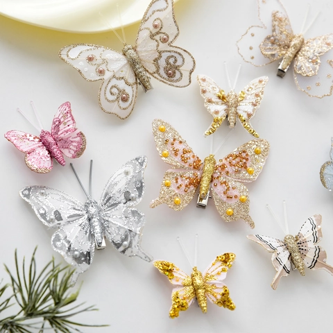Ornamenti A Farfalla Con Glitter Cavo Scintillante Clip In Rete Per Albero Di Natale Decorazione Per Feste