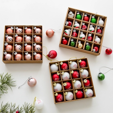 Glass Christmas Ball Ornaments Painted Tree Hanging Decorations Festive Holiday Party Home Decor Noel Joy Patterns