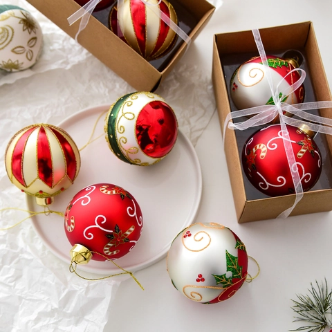 Hand Painted Glass Christmas Ball Ornaments And Teardrop Baubles Holiday Tree Decorations With Gift Box