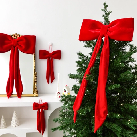 Große Samtschleife Weihnachtsdekoration Rot Grün Schleife Ornament Für Weihnachtsbaum Haus Party Wandbehang Deko Geschenk