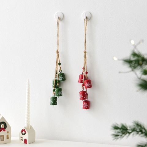 Ornamenti Appesi Campane Di Natale Metallo Ferro Motivo Fiocco Di Neve Corda Di Canapa Decorazione Rustica