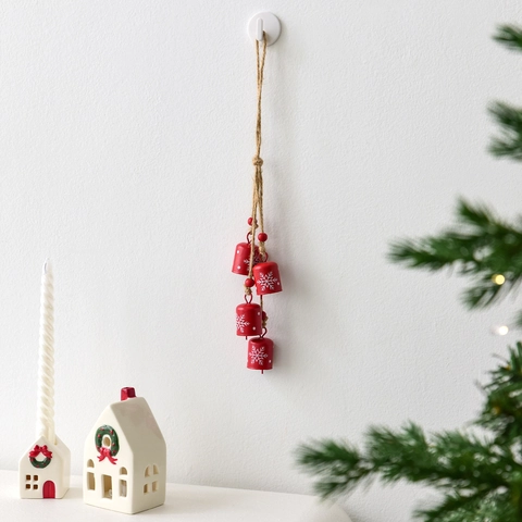Kerst IJzeren Bel String Hangende Ornamenten Metaal Sneeuwvlok Patroon Rustieke Hennep Touw Bellen Decoratie