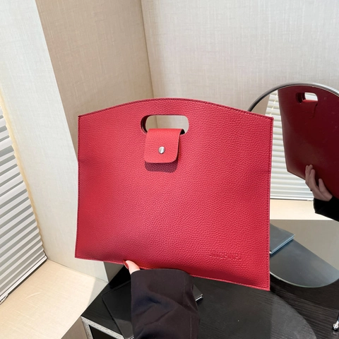 Minimalistische Litschi Muster PU Leder Clutch Damen Mode Aktentasche Für Arbeit Umschlag A4 Dokumententasche Handtasche Täglich Handheld Tasche