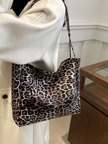 Leopard Muster PU Leder Tote Bag Große Kapazität Schulter Handtasche Magnetverschluss Mode Für Frauen