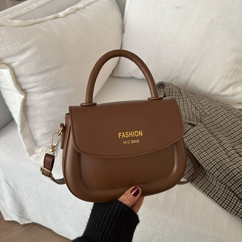 Women Korean Fashion PU Leather Shoulder Bag Solid Color Saddle Crossbody Bag With Adjustable Strap Gold Hardware Handbag