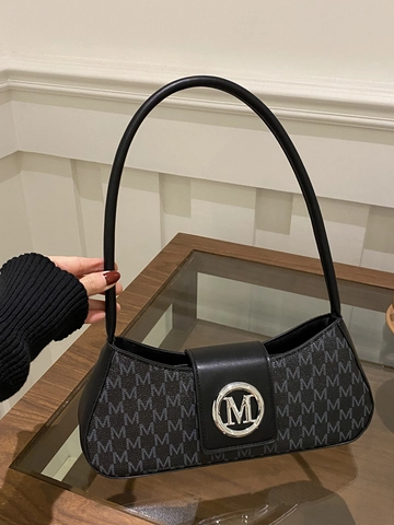 Borsa Sottobraccio in Pelle PU Con Monogramma Vintage per Donna Classica Minimalista Francese Borsa a Tracolla Con Logo in Metallo