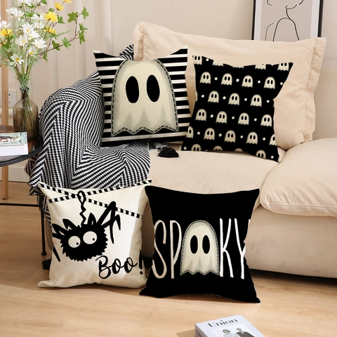 Halloween Ghost Spider Linen Throw Pillow Cover Decorative Halloween Pillowcase For Living Room Sofa Bedding Home Decor