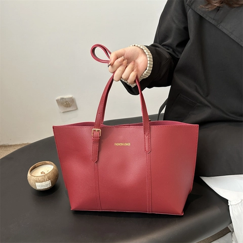 Damen PU Leder Tote Handtasche Große Kapazität Umhängetasche Mit Innentasche Pendler Vintage Einfache Mode