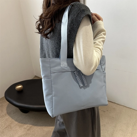 Women Large Capacity Commuter Tote Bag Minimalist Fashion Solid Color PU Shoulder Bag Lightweight Casual Work Handbag With Pockets