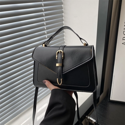 Borsa a Tracolla da Donna in Pelle PU Alla Moda Borsetta con Fibbia in Metallo Elegante Borsa Quadrata per Uso Quotidiano