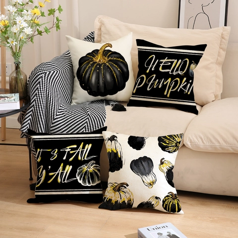 Fundas De Almohada De Calabaza De Halloween De Otoño Fundas De Cojín De Lino Decorativas Para Sofá Decoración Del Hogar