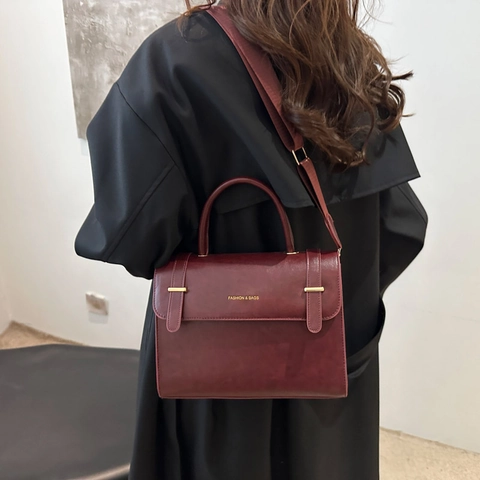 Borsa a Tracolla Vintage da Donna in Pelle PU Borsa a Tracolla Quadrata Moda Design Street Trend Per Uso Quotidiano