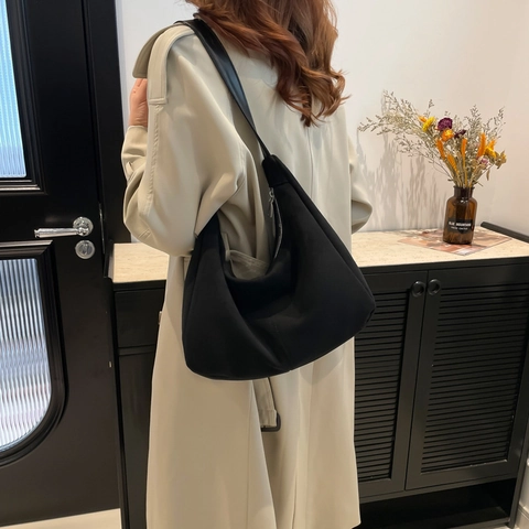 Bolso Hobo De Gamuza PU Vintage Gran Capacidad Bolso De Hombro Casual Para Mujeres Suave Con Cremallera