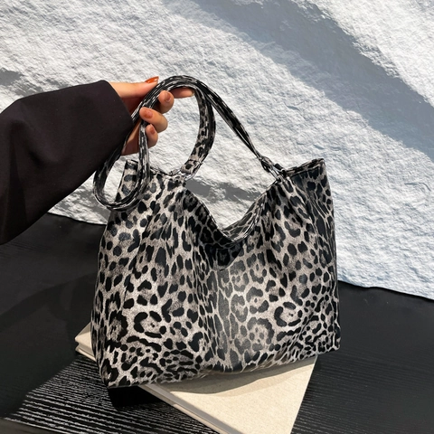 Leopard Muster Tote Bag PU Leder Große Kapazität Vintage Schultertasche Für Frauen Lässige Alltag Mode Handtasche