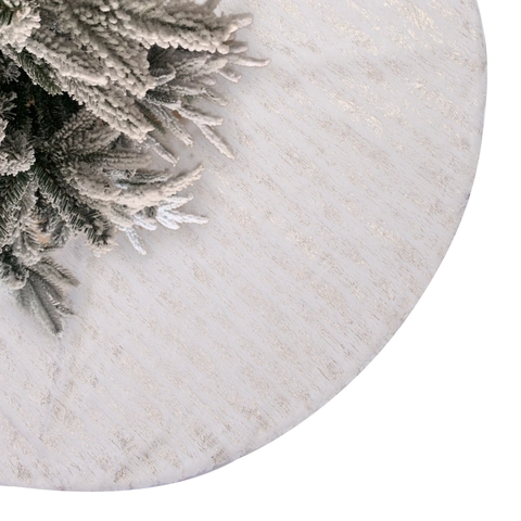Weihnachtsbaumrock Weißer Plüsch Kunstpelz Gold Silber Folienmuster Rund Bodenmatte Feiertag Haus Party Dekoration