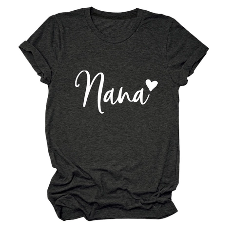 Maglietta Da Donna Con Stampa Nana Cuore Maniche Corte Girocollo Casual In Misto Cotone Top Estivo