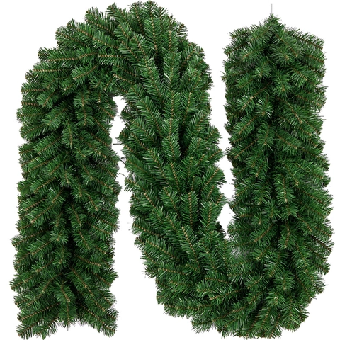 Extra Long Artificial Christmas Garland Green Pine Needle PVC Vine For Home Hotel Mall Xmas Tree DIY Decoration Party Ornament