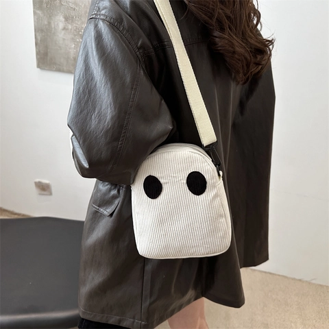 Lustige Geisteraugen Kordsamt Umhängetasche Für Damen Süße Kontrastfarbene Patchwork Kleine Schultertasche Lässige Urban Handytasche