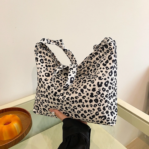 Leopard Print Tote Bag Damen Große Kapazität Verbundstoff Umhängetasche Retro Street Style Magnetverschluss Handtasche