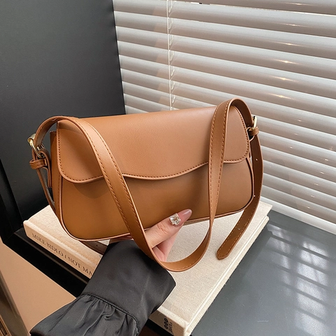 Borsa a Tracolla da Donna in Pelle PU con Patta a Bordi Ondulati Design Minimalista Moderno per Uso Quotidiano Elegante Pratico