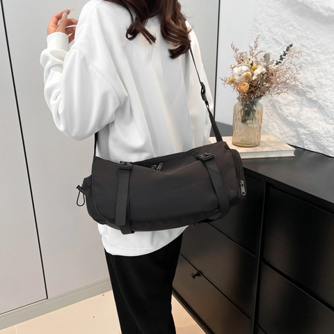 Borsa a Tracolla in Tela di Grande Capacità per Donna Borsa a Cilindro Retro Stile Workwear Borsa a Spalla per Pendolari