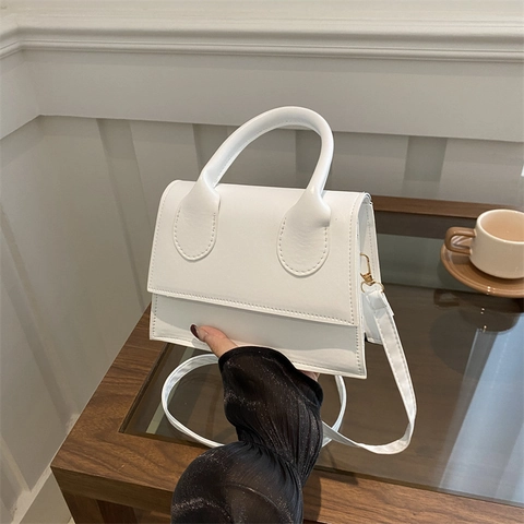 Damen Pu Leder Umhängetasche Retro Minimalistische Handtasche Tragegriff Umhängetasche Verstellbarer Riemen Klappe Elegant