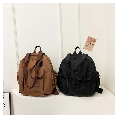 Women Large Capacity Nylon Backpack Lightweight Waterproof Travel Bag Multi-Pocket Versatile Double Shoulder Handbag