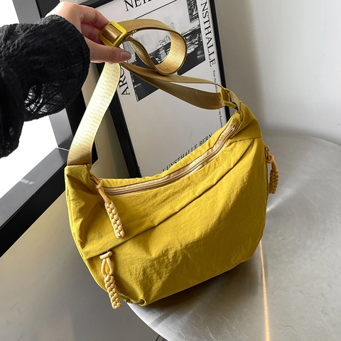 Nylon Half Moon Crossbody Bag Large Capacity Casual Shoulder Tote With Adjustable Strap For Women Streetwear