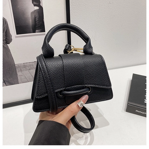 Women Mini Handbag Lychee Pattern PU Leather Crossbody Bag Trendy Korean Style Fashionable Small Purse