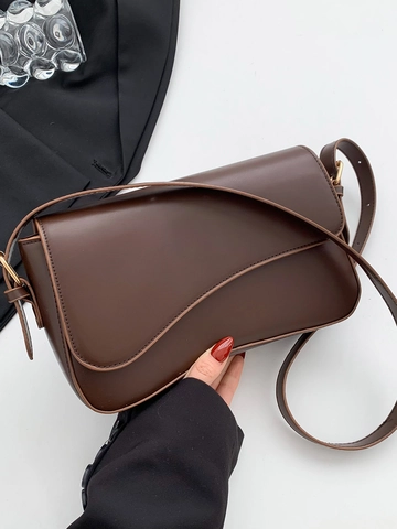 Women PU Leather Crossbody Bag Minimalist Asymmetrical Wave Flap Shoulder Bag Vintage Chic Square Bag For Daily Use
