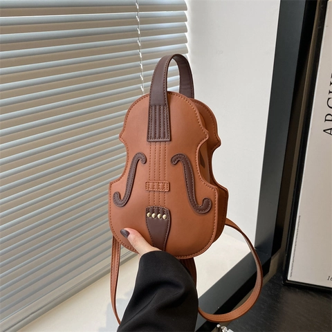 Sac Bandoulière Créatif en Forme de Violon pour Femmes en Cuir PU Sac Crossbody Artistique Sac à Main de Mode pour Sortie Quotidienne Fête Cadeau Femme