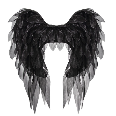 Realistische Chiffon Engelsflügel Und Heiligenschein Stirnband Set Für Cosplay Halloween Party Kostüm Requisite Damen Weiß Schwarz Engel Zubehör