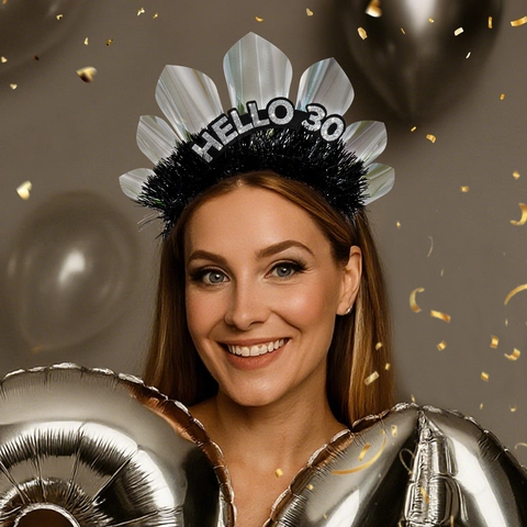 Hello 30 Birthday Headband For Women Black Silver Glitter Party Headwear 30th Birthday Celebration Decoration Accessories