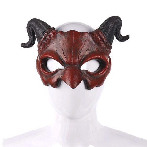 Maschera Da Demone Di Halloween Spaventosa Con Corna Di Ariete Schiuma PU Mezza Faccia Costume Per Carnevale Party Cosplay