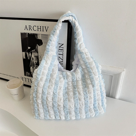 Mujer Moda Plisado Bolso de Axila Casual Nailon Color Sólido Bolso Tote Gran Capacidad Commuting Hombro Bolso de Mano